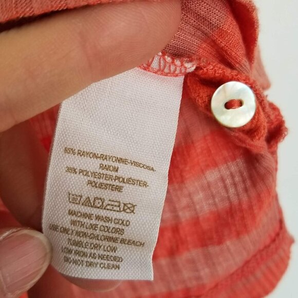 Free People Button Front Stripe Short Sleeve Top S - Picture 9 of 10
